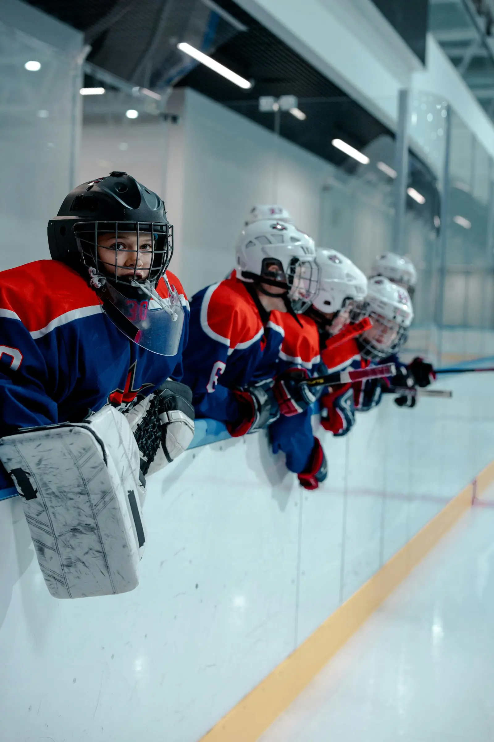 Youth hockey players on the ice